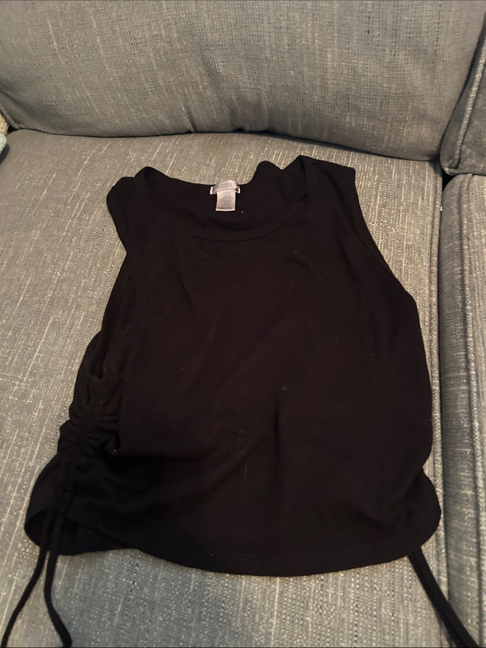 Bozzolo Black Sleeveless Ruched Side Tank
